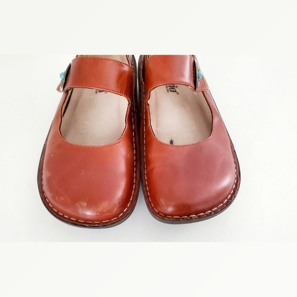 Alegria Brown Leather Mary Jane Comfort Shoes Slip Ons European Size 39/USA Sz 9 - Picture 2 of 6